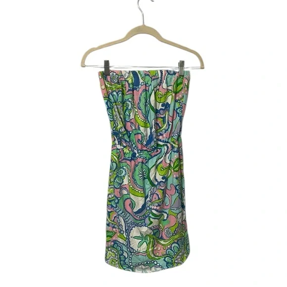 Lilly Pulitzer Windsor Strapless Jersey Dress Conch Republic XS Pima Cotton - Picture 2 of 5